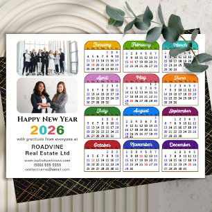 Business 2026 Calendar Modern Black Gold Colourful Holiday Card