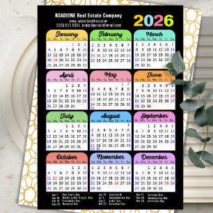 Business 2026 Calendar Modern Black Gold Colourful Holiday Card