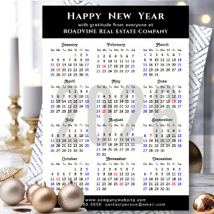 Business 2026 Calendar Modern Black Minimalist Holiday Card