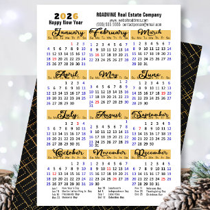 Business 2026 Calendar Modern Black Script Simple Holiday Card