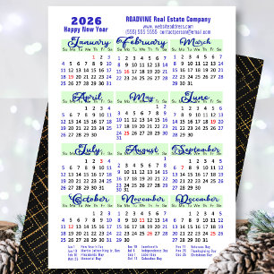 Business 2026 Calendar Modern Blue Script Simple Holiday Card