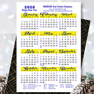 Business 2026 Calendar Modern Blue Script Simple Holiday Card