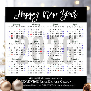 Business 2026 Calendar Modern Scrip Black Simple Holiday Card