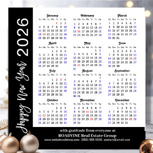 Business 2026 Calendar Modern Scrip Black Simple Holiday Card