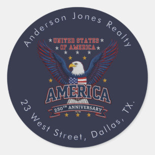  Business 250th Patriotic Custom Text Classic Round Sticker