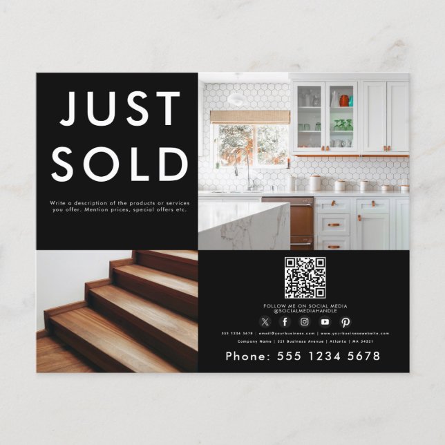 Business 2 Promotional Photo QR Code Social Media  Flyer (Front)