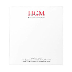 Business 3 Letter Monogram Logo Red Black White  Notepad