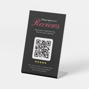 Business 5 Star Review QR Code Business Tabletop Pedestal Sign