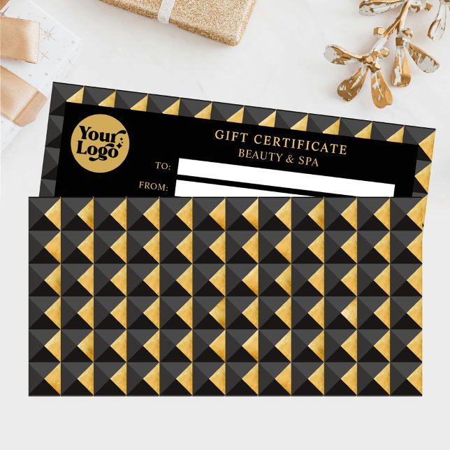 Business Abstract Black Gold Gift Certificate  (Creator Uploaded)