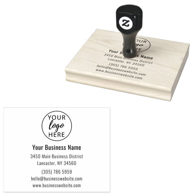 Business Address and Logo Rubber Stamp (Stamped)