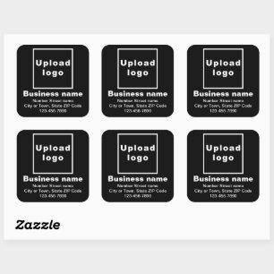 Business Address and Phone Number on Black Square Sticker