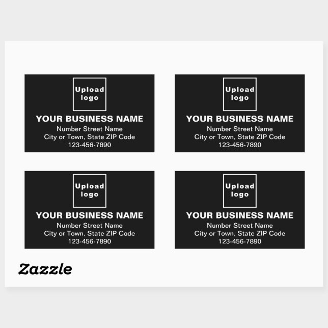 Business Address and Phone Number on Black Sticker (Sheet)
