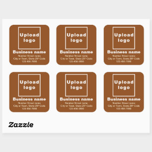 Business Address and Phone Number on Brown Square Sticker