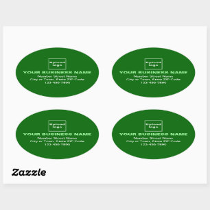 Business Address and Phone Number on Green Oval Sticker