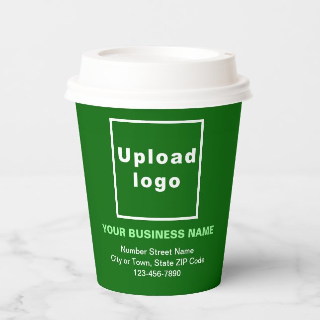 Business Address and Phone Number on Green Paper Cups (Front)