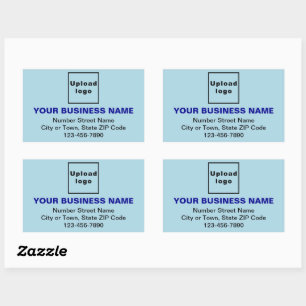 Business Address and Phone Number on Light Blue Sticker