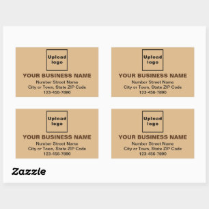 Business Address and Phone Number on Light Brown Sticker