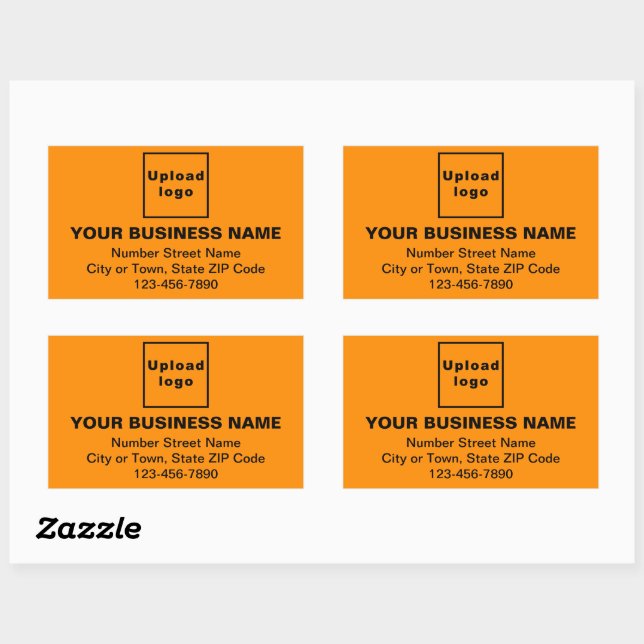 Business Address and Phone Number on Orange Colour Sticker (Sheet)