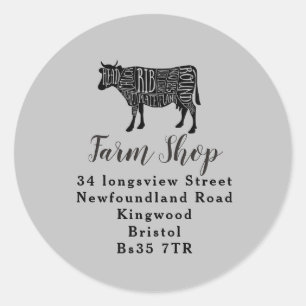 business address beef farmer classic round sticker