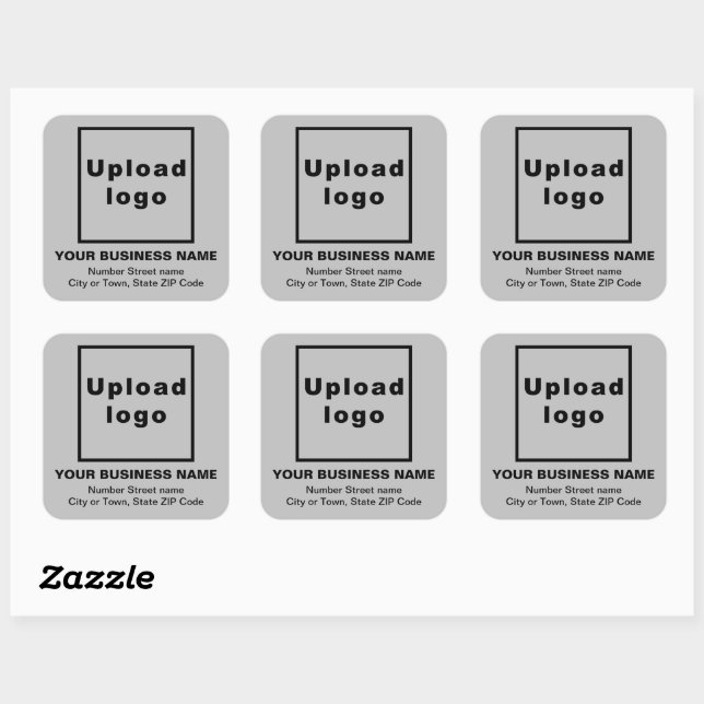 Business Address on Grey Square Sticker (Sheet)