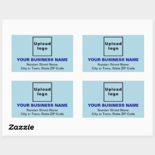 Business Address on Light Blue Rectangle Sticker