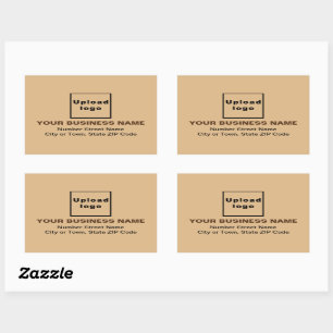 Business Address on Light Brown Rectangle Sticker