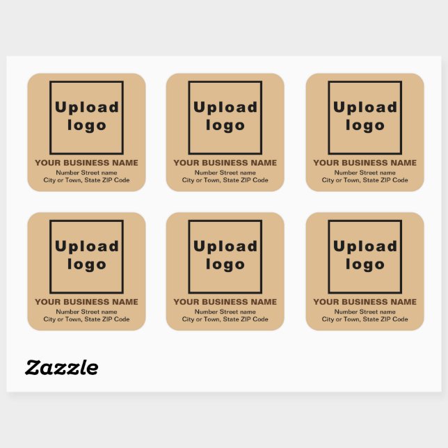 Business Address on Light Brown Square Sticker (Sheet)