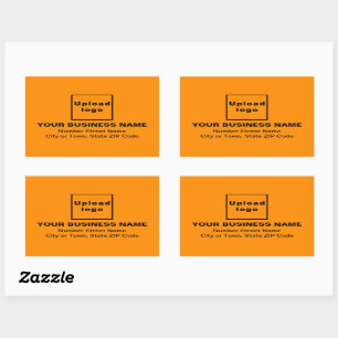 Business Address on Orange Colour Rectangle Sticke Sticker