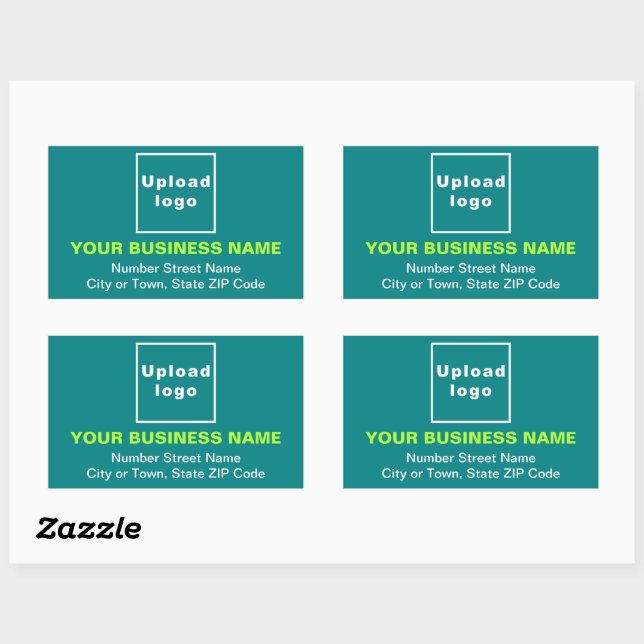 Business Address on Teal Green Rectangle Sticker (Sheet)