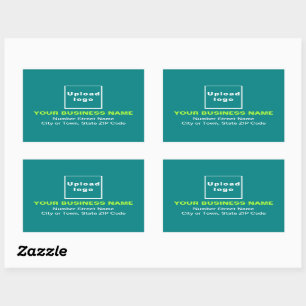 Business Address on Teal Green Rectangle Sticker