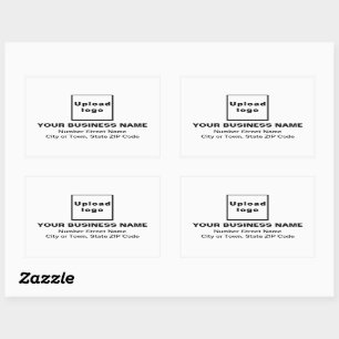Business Address on White Rectangle Sticker