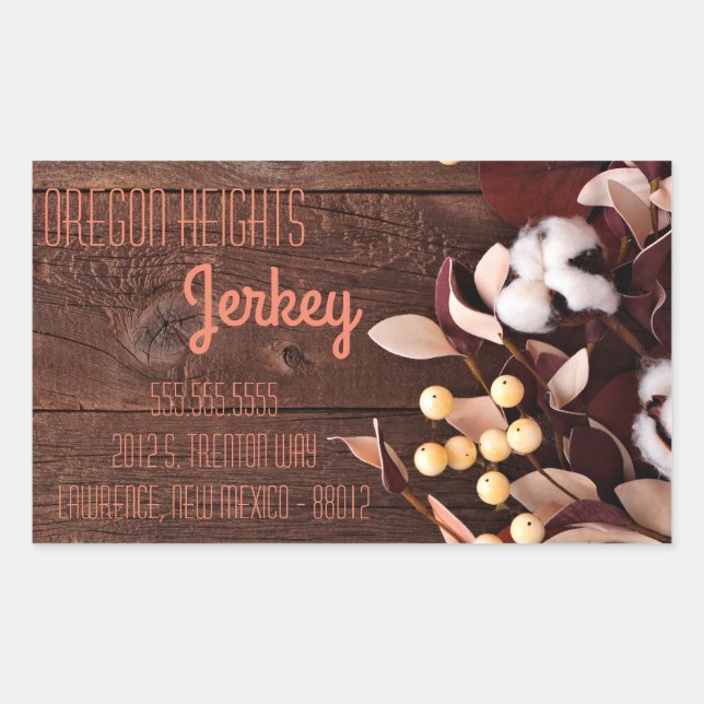 Business Address Stickers Cotton Branch on Dark Wo (Front)