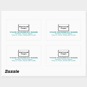 Business Address Teal Green Texts on White Sticker