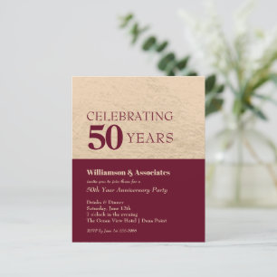 Business Anniversary Burgundy and Gold Invitations