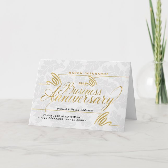 Business Anniversary Changeable Year Blank Thank You Card (Front)