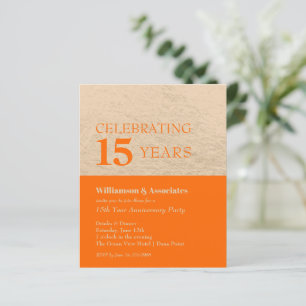 Business Anniversary Orange Gold Invitations