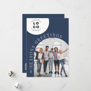 Business Arch Photo blue logo Christmas Holiday Card