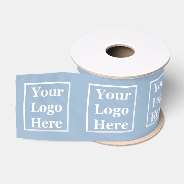 Business Baby Blue Your Logo Here Template Grosgrain Ribbon (Spool)