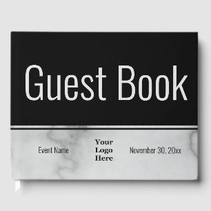 Business Black and Faux Marble Your Logo Here Guest Book