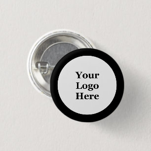Business Black and White Company Logo with Border 1 Inch Round Button