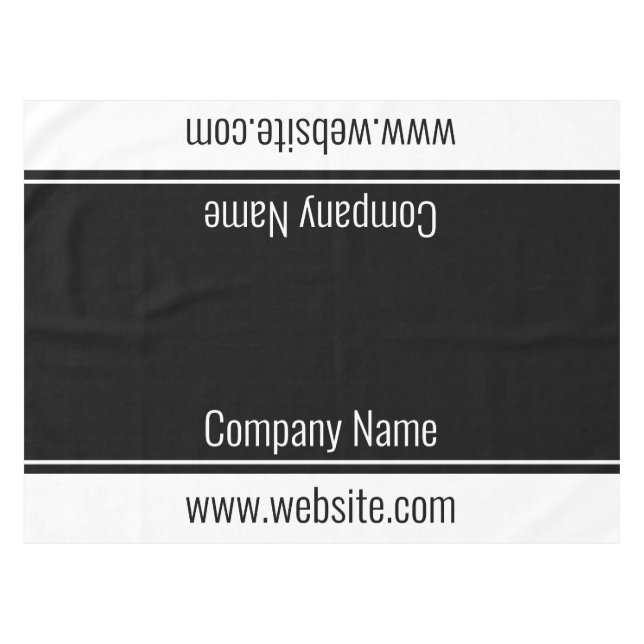 Business Black and White Company Name Website Text Tablecloth (Front (Horizontal))