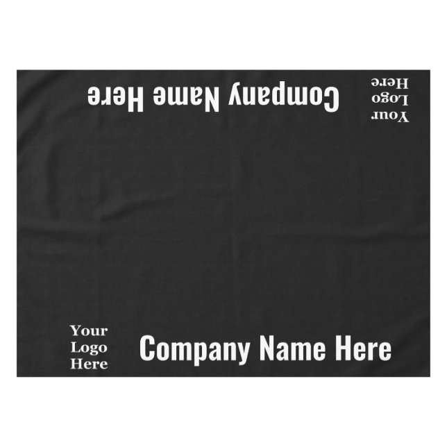 Business Black and White Company Name Your Logo Tablecloth (Front (Horizontal))