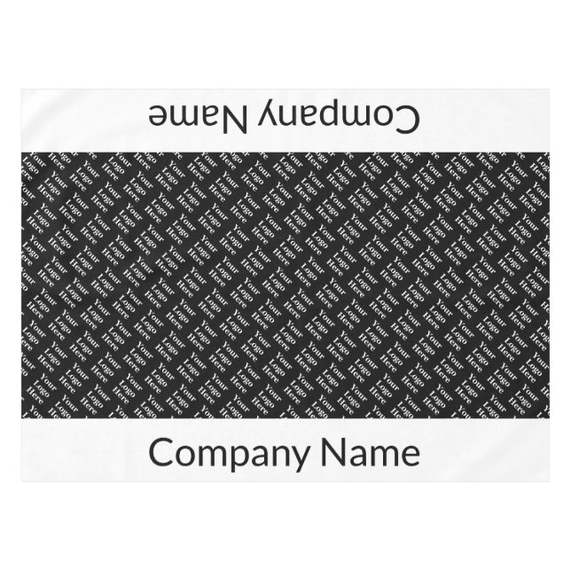 Business Black and White Logo Pattern Company Name Tablecloth (Front (Horizontal))