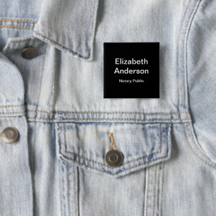 Business Black and White Name Job Title Template 2 Inch Square Button