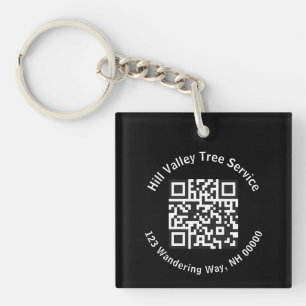 Business Black and White QR code and Text Keychain