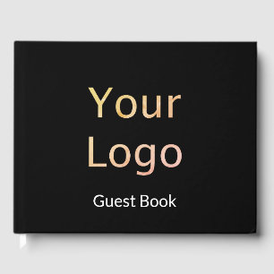 Business Black and White Text & Your Logo Template Guest Book