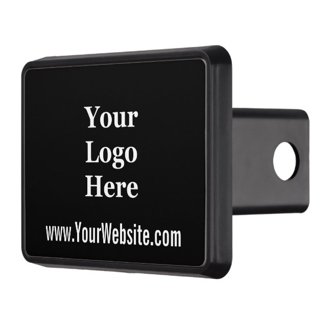 Business Black and White Website Your Logo Here Trailer Hitch Cover (Left)