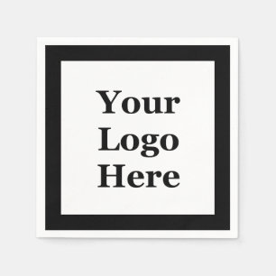 Business Black and White Your Logo Here Template Napkin
