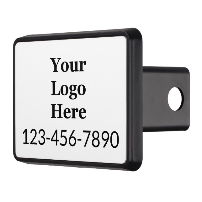 Business Black and White Your Logo & Phone Number Trailer Hitch Cover (Left)