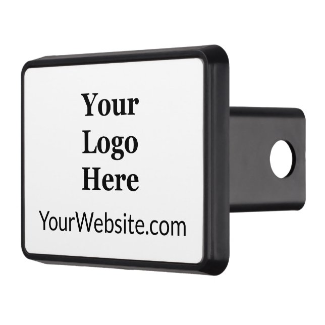 Business Black and White Your Logo & Website Trailer Hitch Cover (Left)